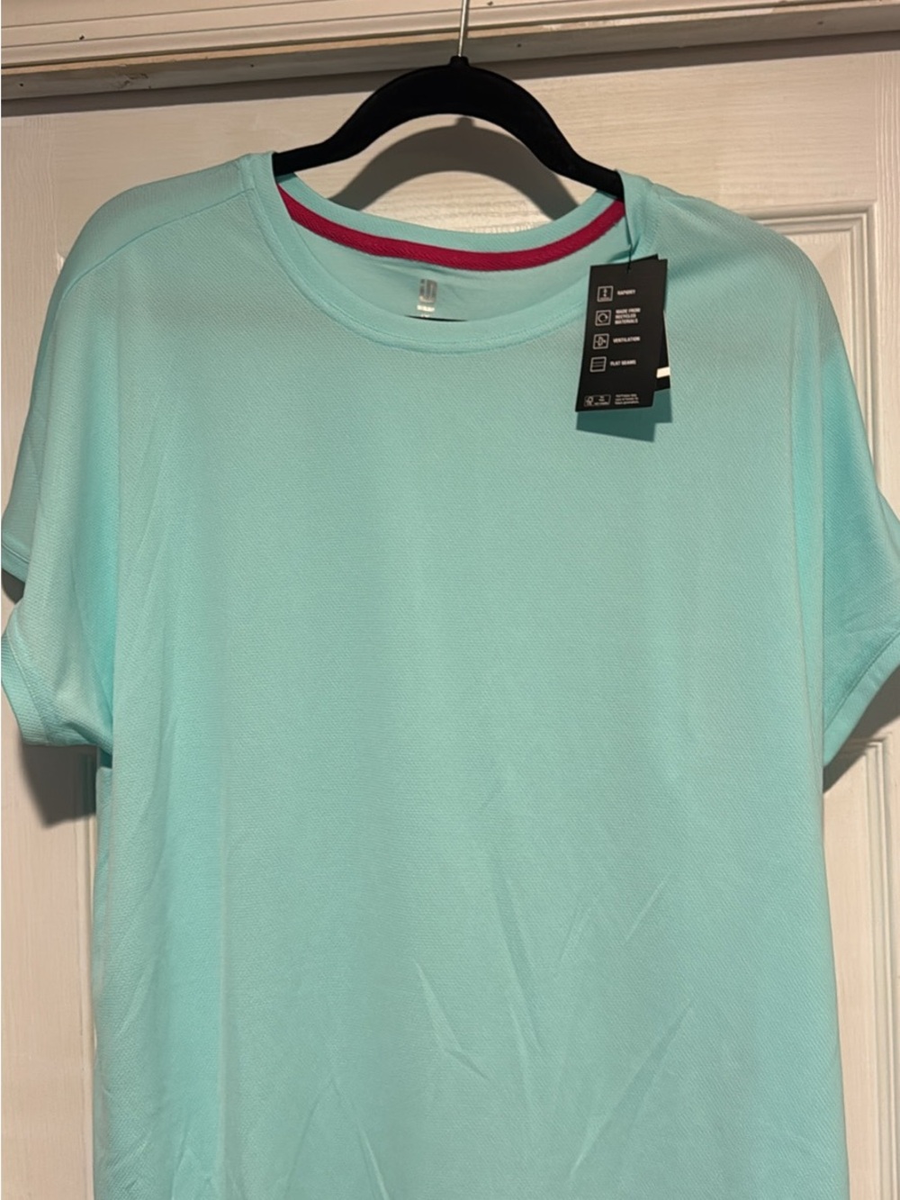 Ideology Women's Mint Short Sleeve Crew Tee with Pink Trim